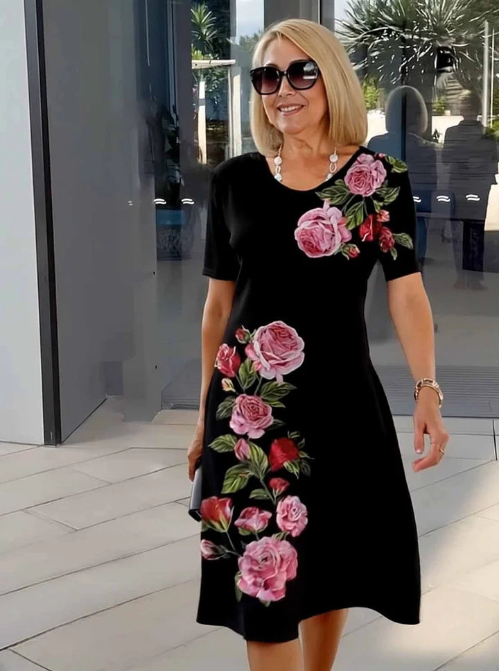 SHIRA – COMFORTABLE LOOSE PRINTED MEDIUM DRESS