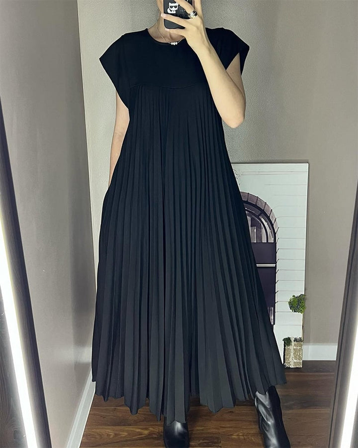 Women’s Short Sleeve Pleated Maxi Dress