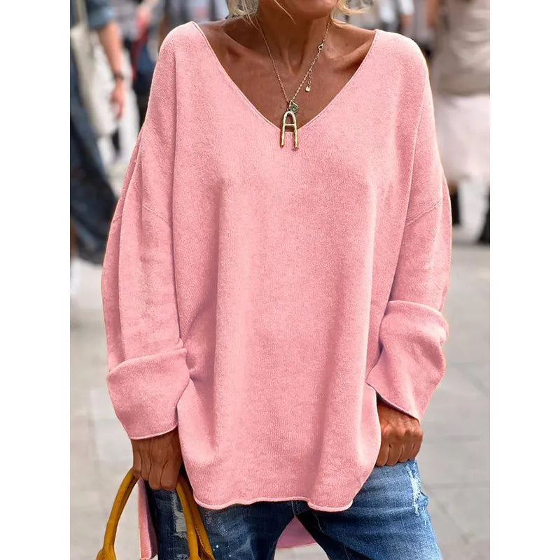 NORA - CASUAL CHIC V-NECK BLOUSE