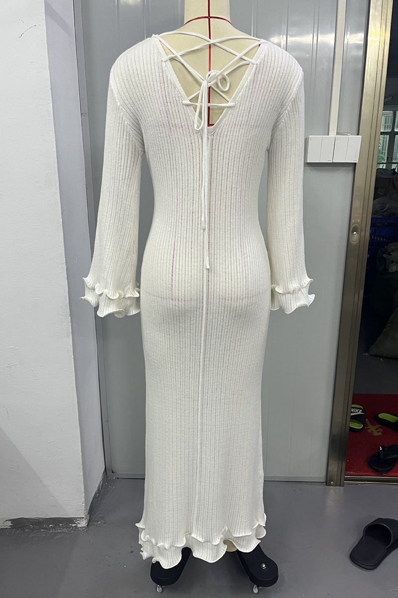 KATRIELLE – ELEGANT LACE-UP BACKLESS SKIRT DRESS