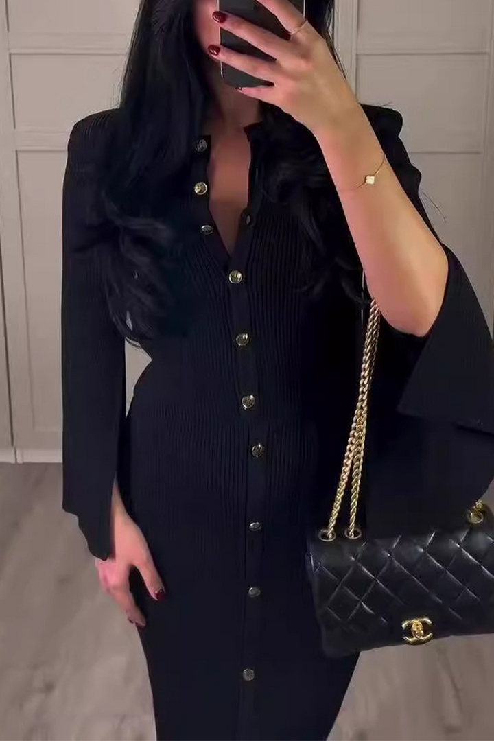 SEREN – DAILY ELEGANT BUCKLE O-NECK LONG SLEEVE TWO-PIECE SET