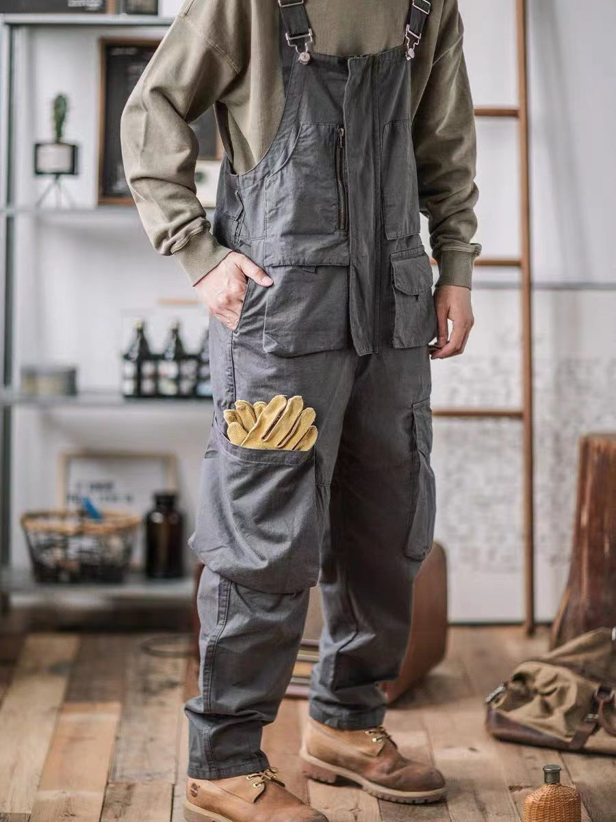 Loose-Fitting Dungarees with Large Pockets and Zip