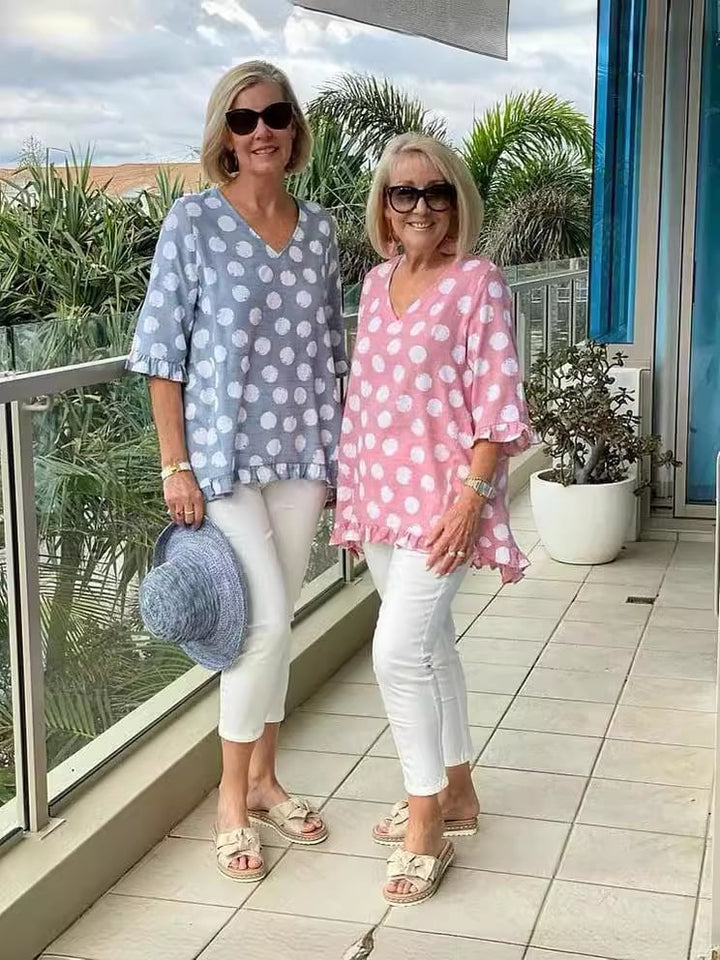 Zephyra | V-Neck Printed Cotton Top