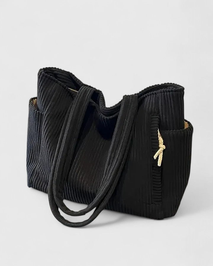 Liorane - Luxurious Ribbed Tote Bag with Cord Detail