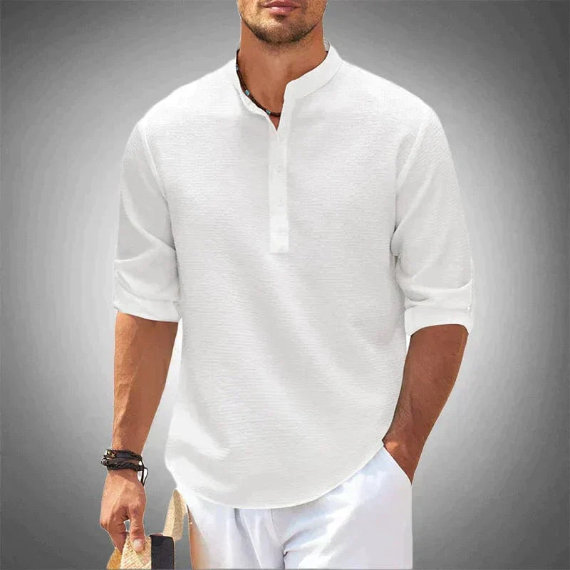 KORA – TEXTURED HENLEY COLLAR WAFFLE SHIRT