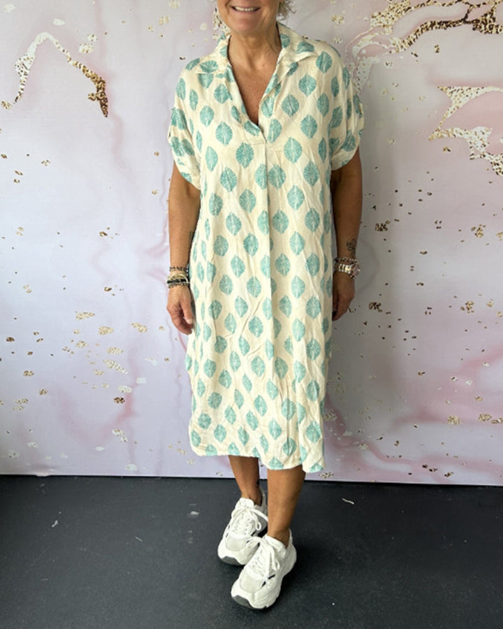 ELEANORA – LOOSE LAPEL PRINTED SHIRT DRESS