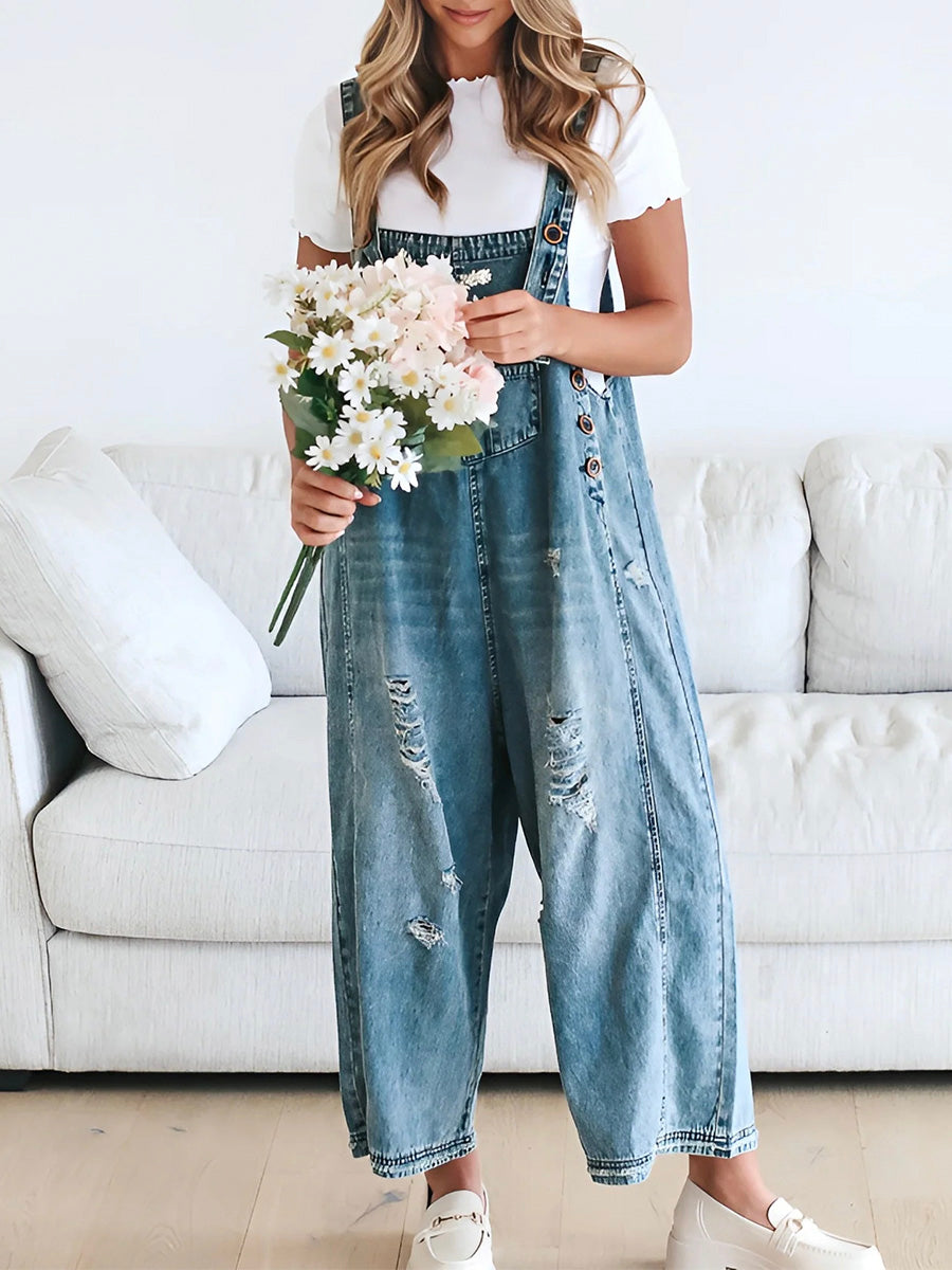 Callista | Vintage Washed Denim Overalls