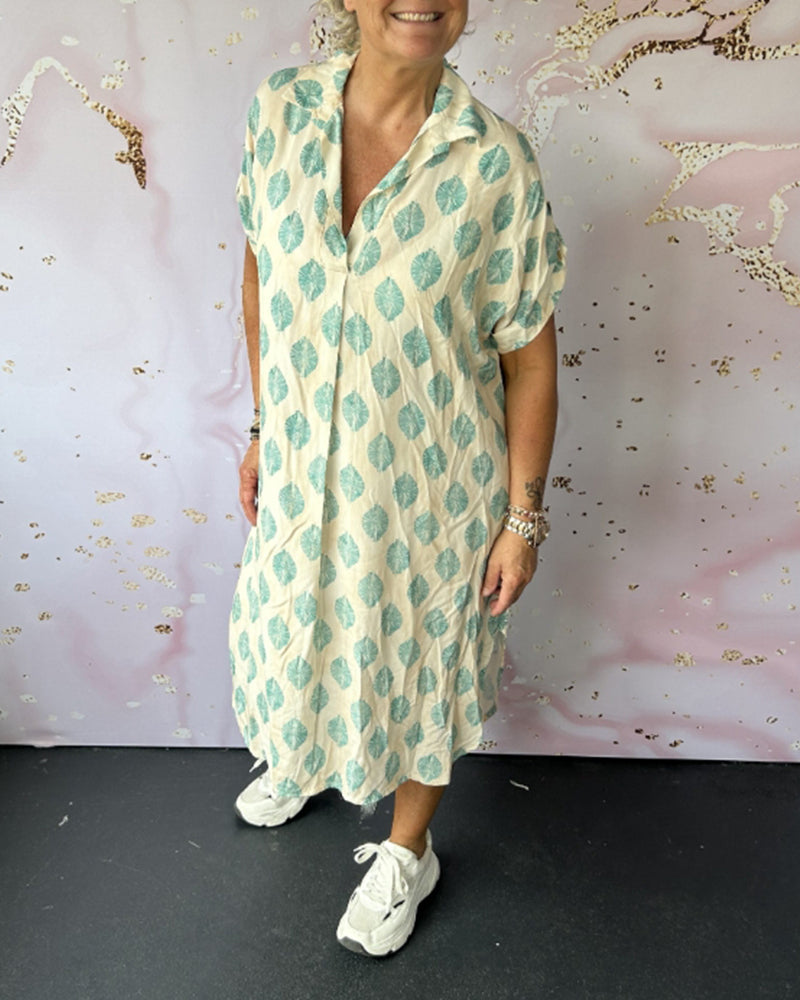 ELEANORA – LOOSE LAPEL PRINTED SHIRT DRESS