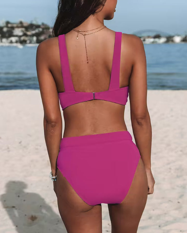 Hilary - High-Waisted Solid Color Swimsuit
