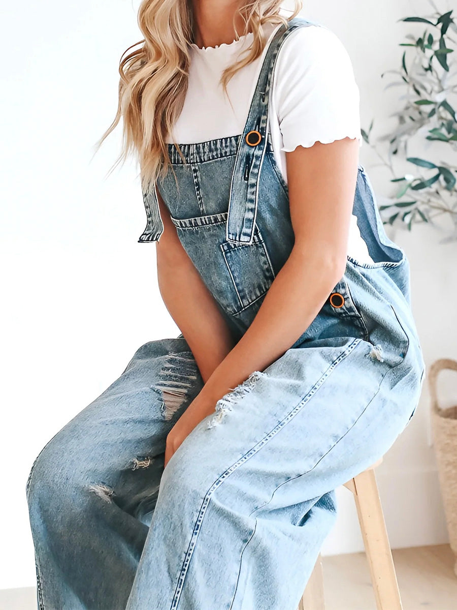 Callista | Vintage Washed Denim Overalls