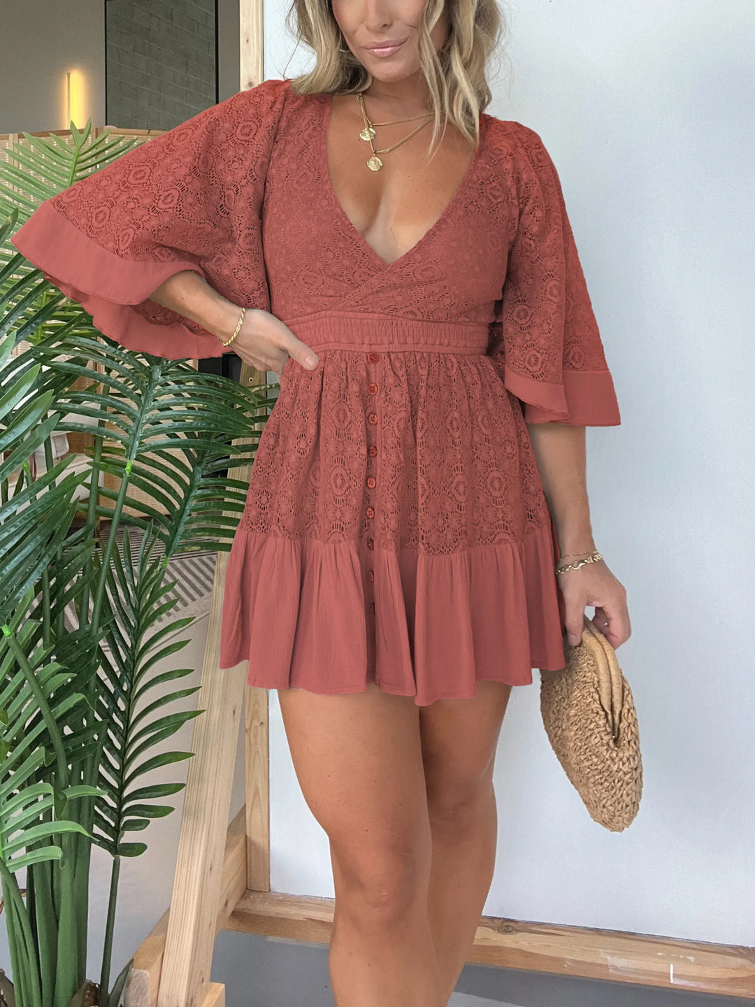 Lily - Lace Crochet Romper Dress