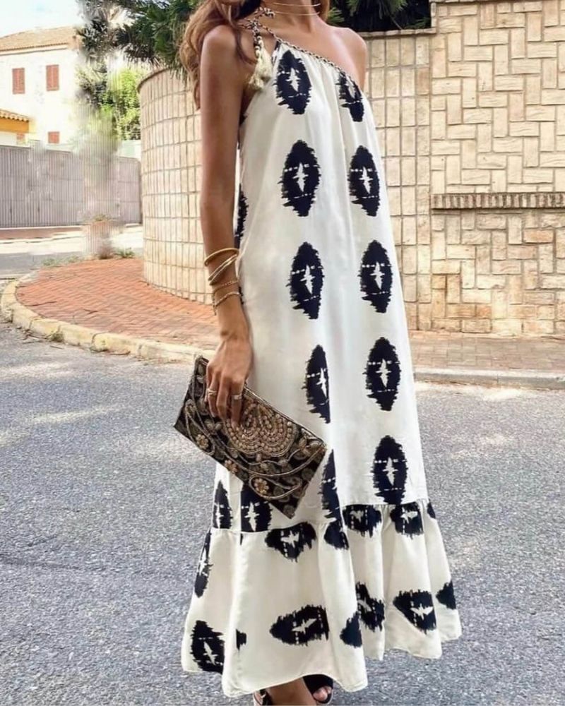 Sunshine - One Shoulder Loose Maxi Dress
