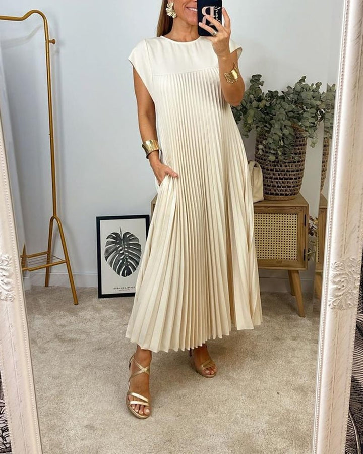 Women’s Short Sleeve Pleated Maxi Dress