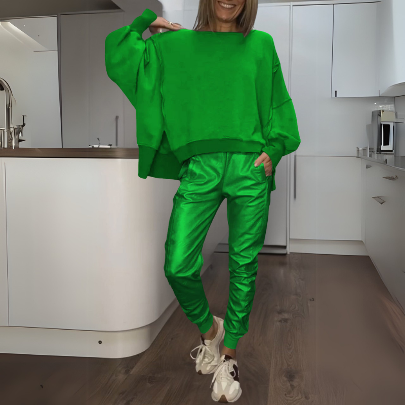 Tomasa - Satin Sweater And Jogger Set