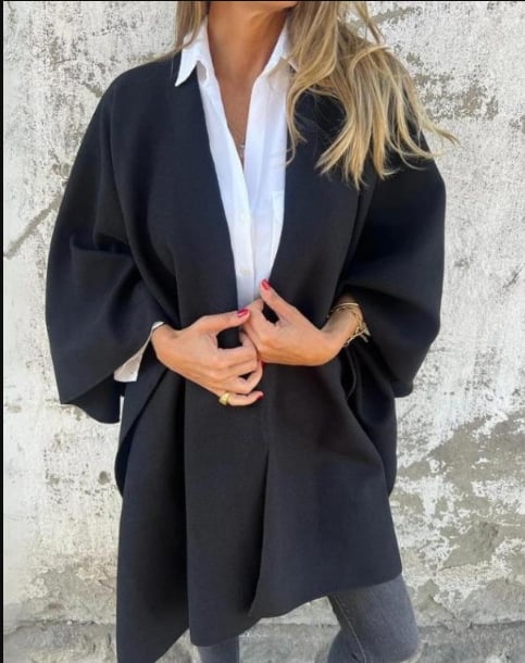 Alaina | Chic V-Neck Cape Jacket