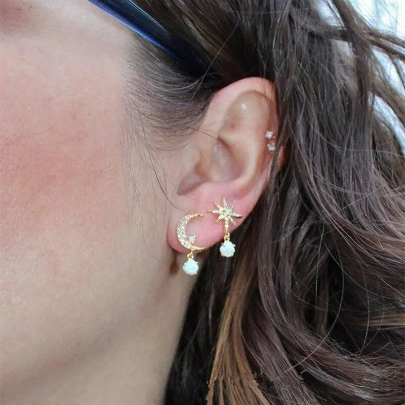 Unique Moon and Star Earrings