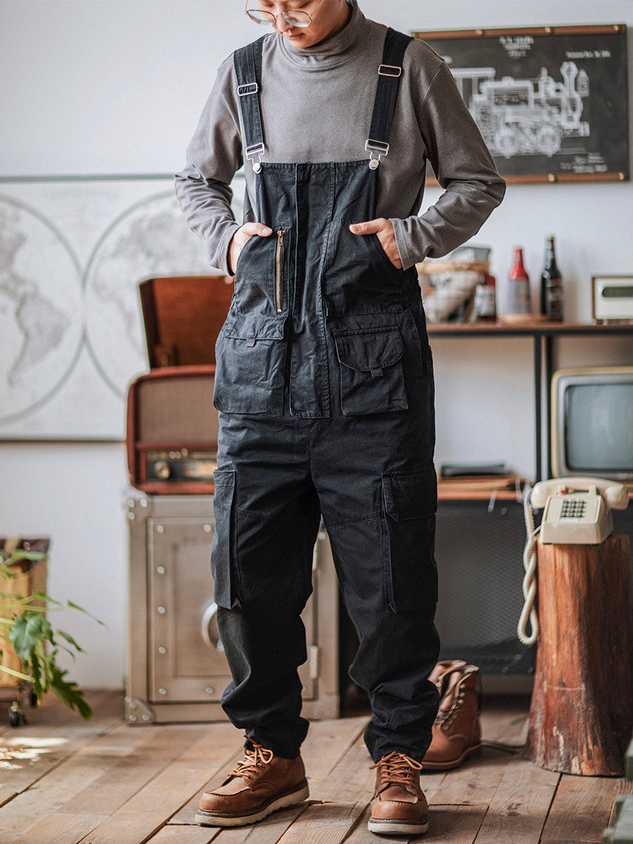 Loose-Fitting Dungarees with Large Pockets and Zip