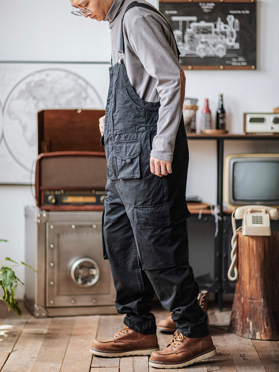 Loose-Fitting Dungarees with Large Pockets and Zip