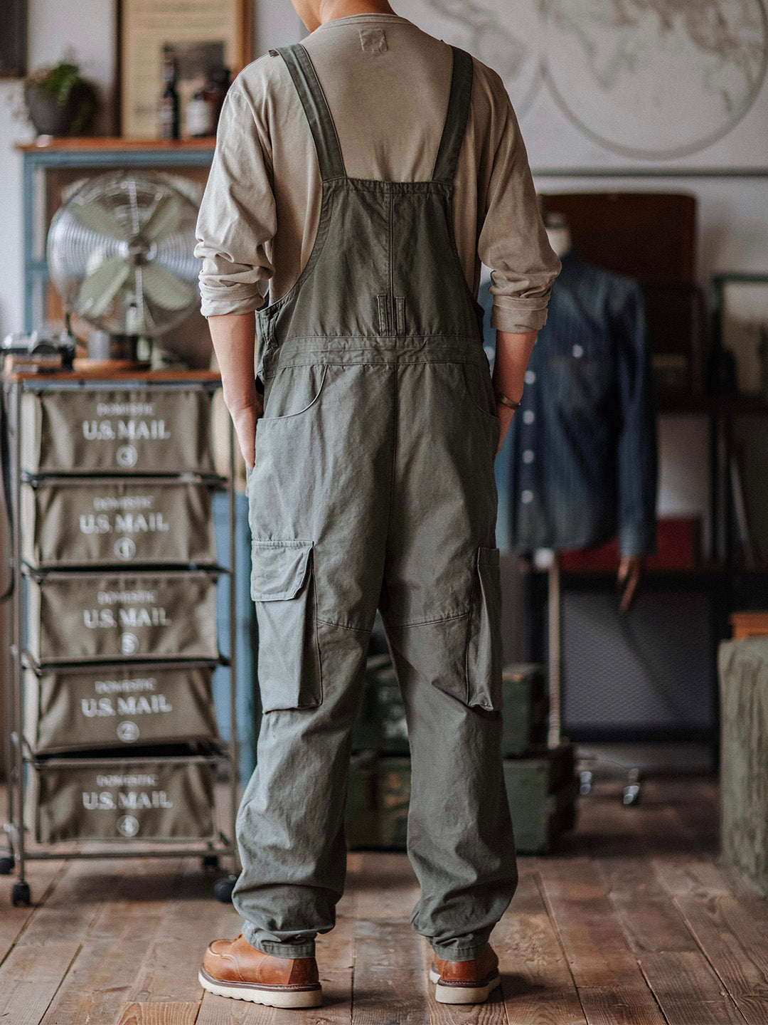 Canvas Cargo Dungarees for Men