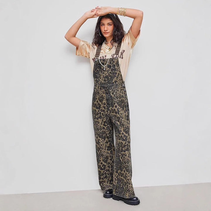 RINA – RETRO STATEMENT WIDE-LEG LEOPARD JUMPSUIT