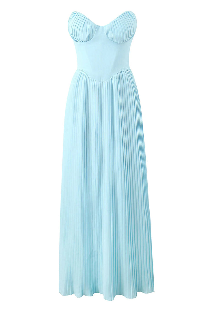 Vivian - Stunning Flowy Pleated Strapless Maxi Dress