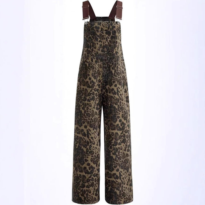 RINA – RETRO STATEMENT WIDE-LEG LEOPARD JUMPSUIT