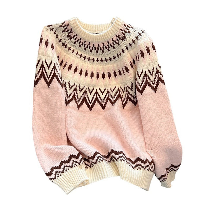 Nordic Pattern Knit Pullover Sweater