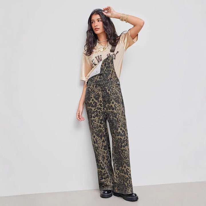 RINA – RETRO STATEMENT WIDE-LEG LEOPARD JUMPSUIT