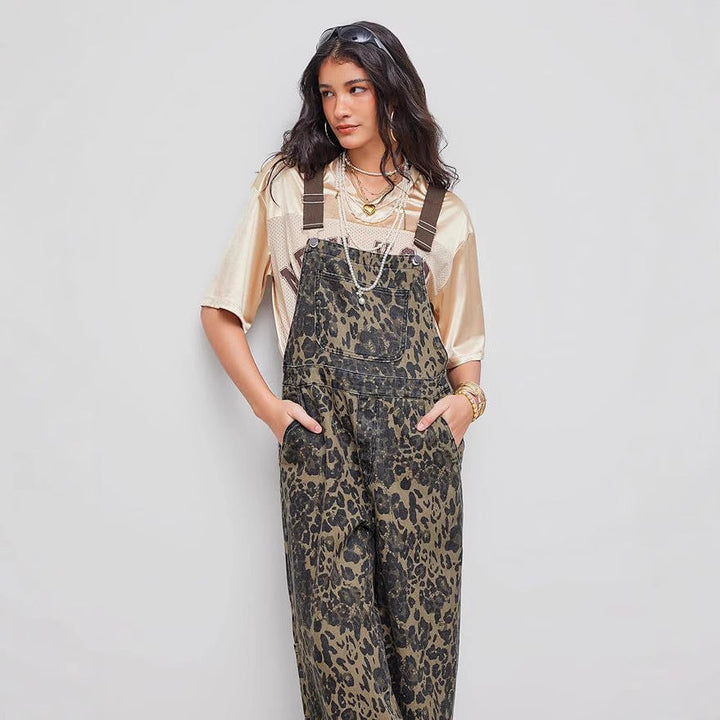 RINA – RETRO STATEMENT WIDE-LEG LEOPARD JUMPSUIT