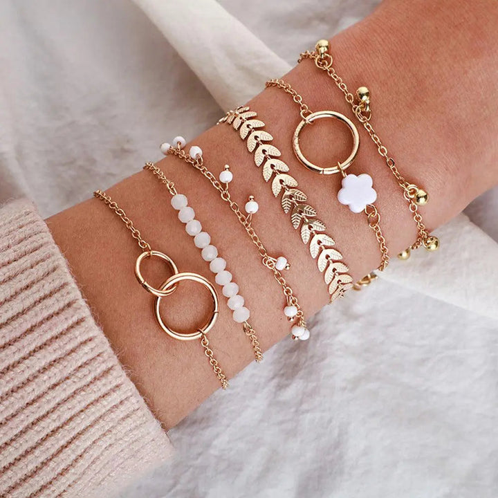 Set of Boho Bracelets in Gold