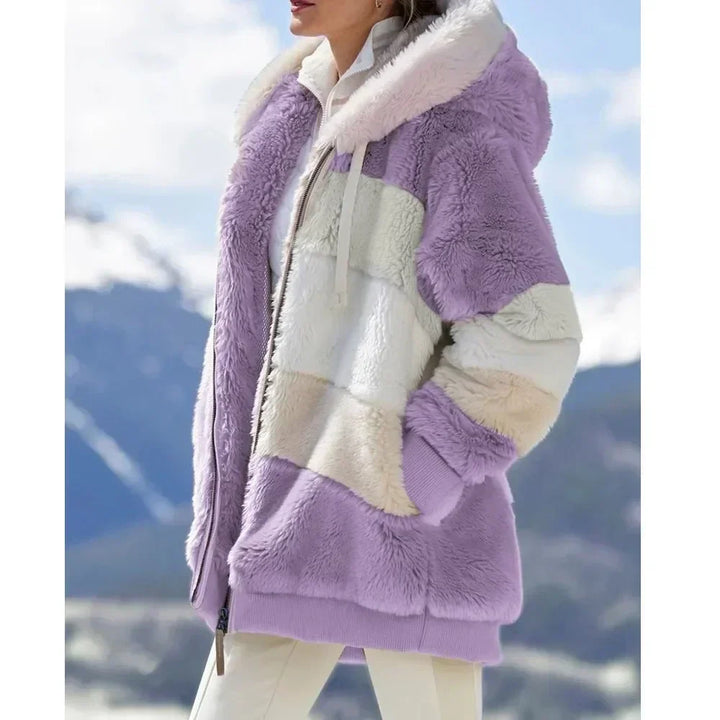 PlaidFusion - Women's Hooded Cashmere Coat