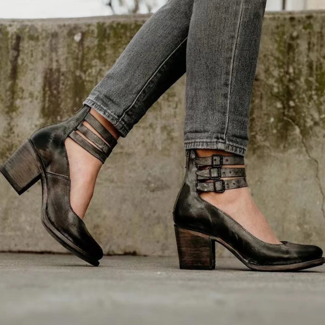 Avera | Vintage Elegance Leather Heels