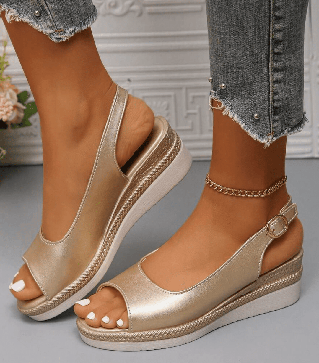 Quelyn | Elegant Slingback Wedge Sandals