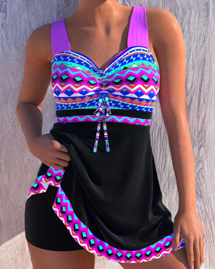 Teodora - Swimsuit with Laces and Striped Print