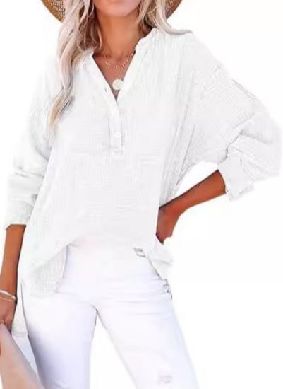 FENELLA – CHIC V-NECK SHIRT WITH TAILORED ELEGANCE