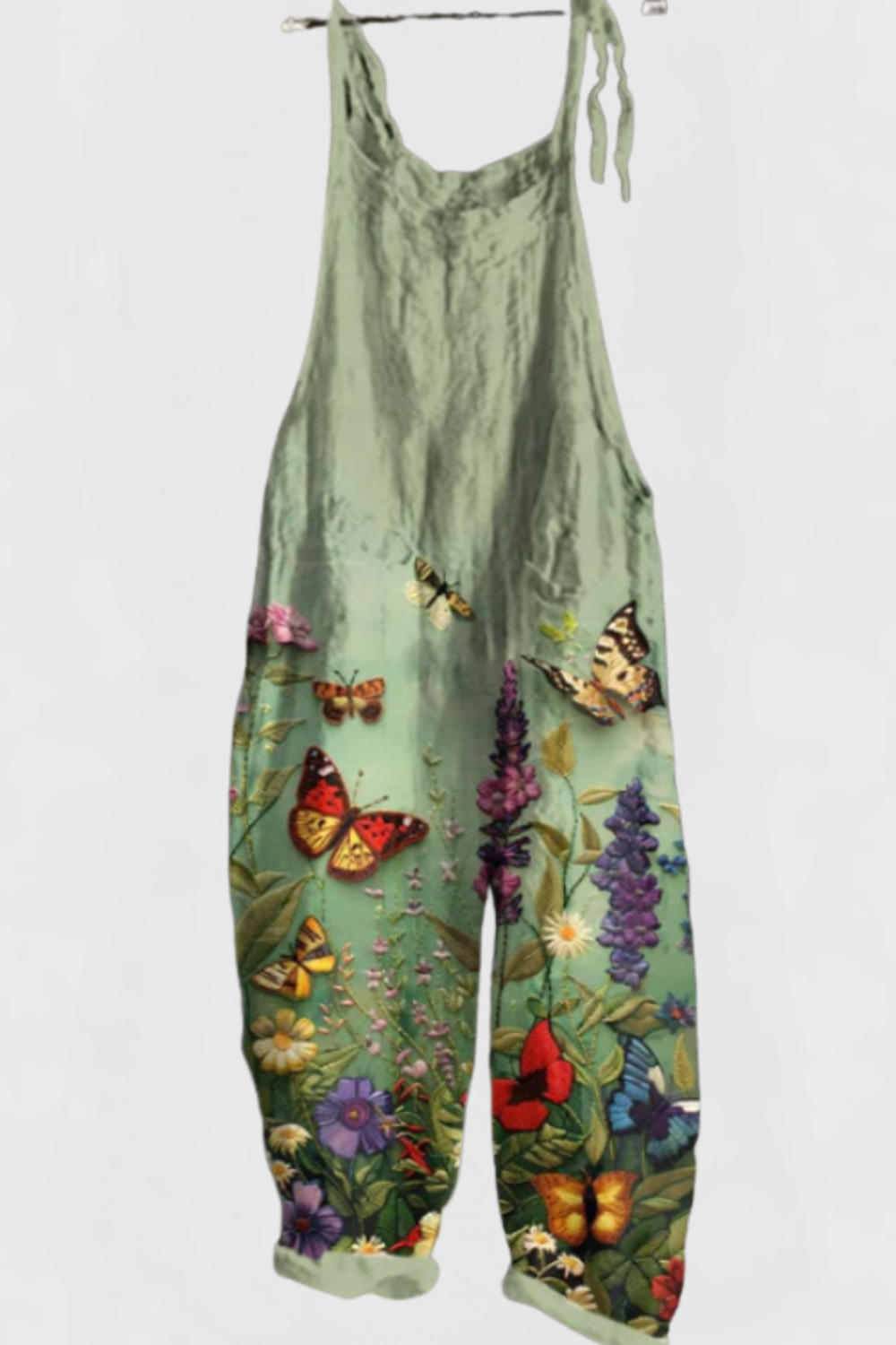 Women's Floral Butterfly Jumpsuit - Elegant Comfort and Style