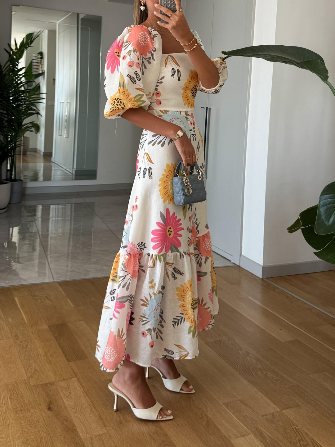 FABLE – ROMANTIC FLORAL MIDI WITH PUFF SLEEVES