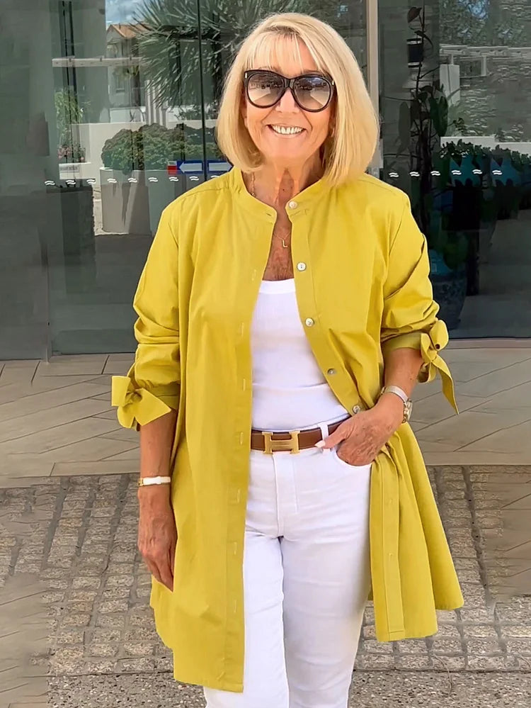 ELLARIA – GATHERED BACK COTTON SHIRT JACKET