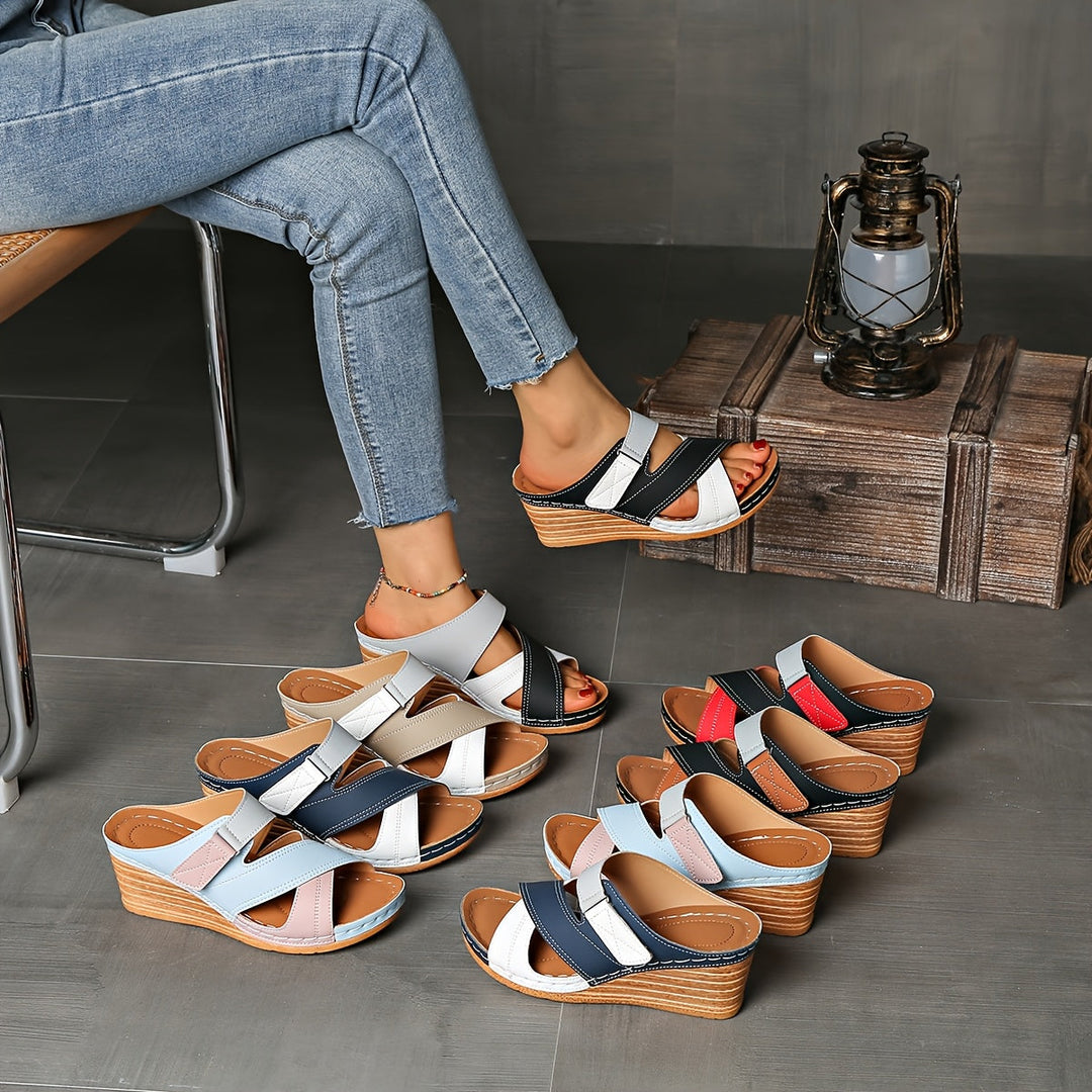 Marina Colorblock Wedge Slides - Comfortable Sandals