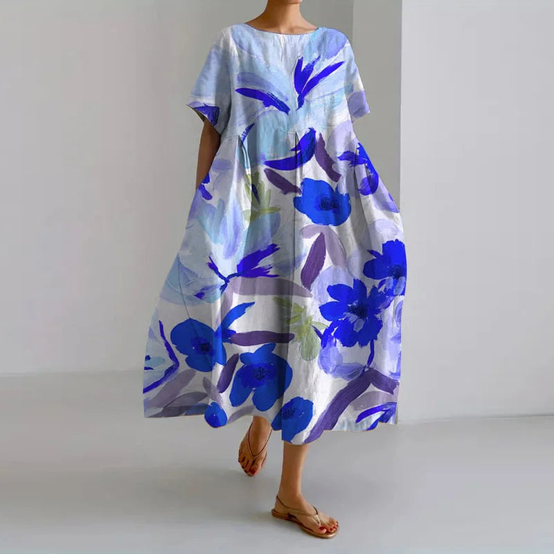 VALENTINA - Summer Floral Dress with Flattering Cut