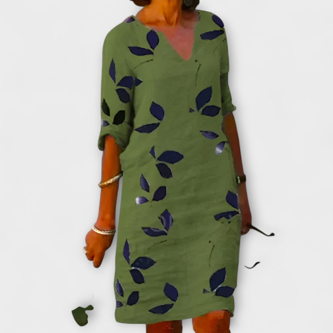 RILAYA – LEAF PRINT FLOW DRESS