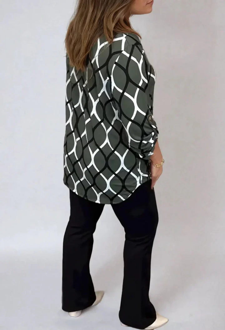 JANNITA – ELEGANT PATTERNED LONG SLEEVE BLOUSE