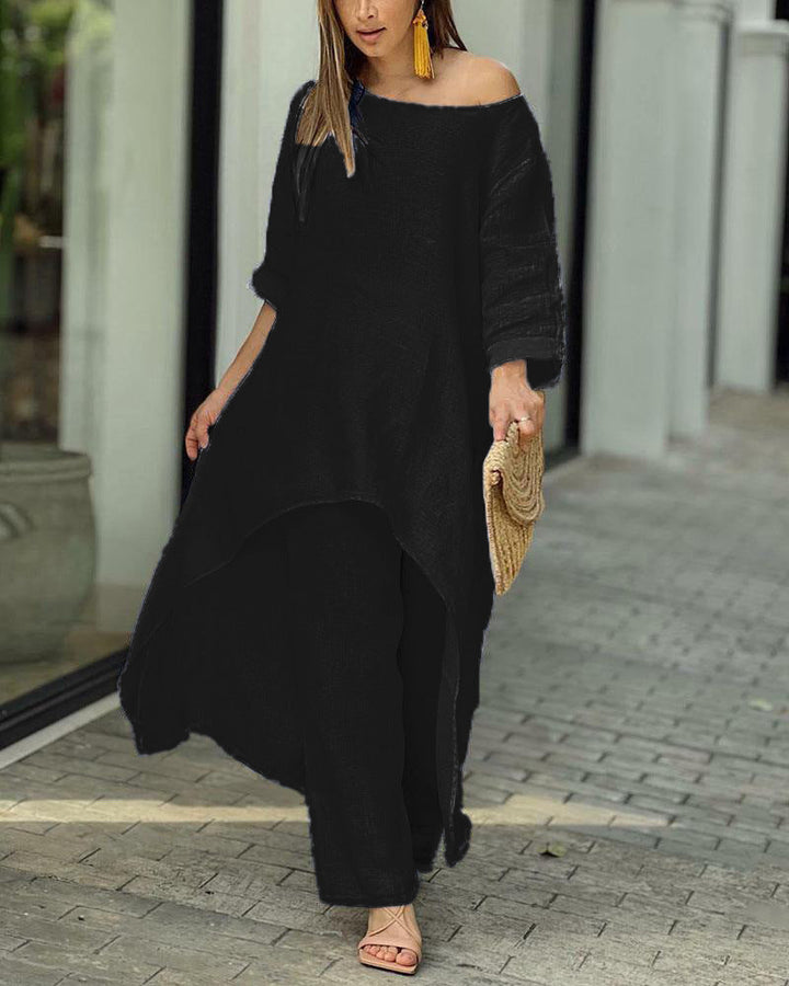 LYSAVINE – NATURAL LINEN TAILORED SET FOR WOMEN