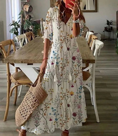 Sophia - Boho Vintage V-Neck Summer Dress